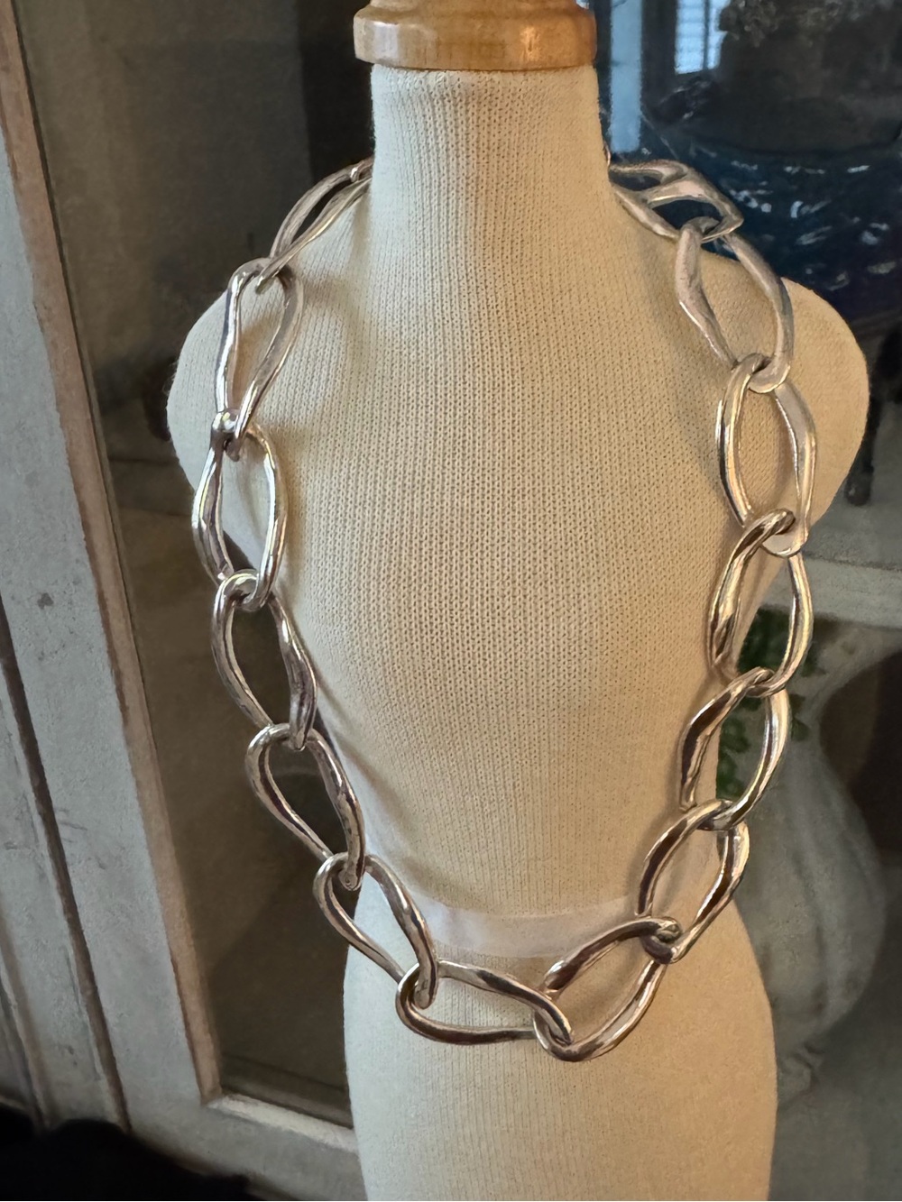 Polished Silver Oversized Link Necklace - Women Jewelry
